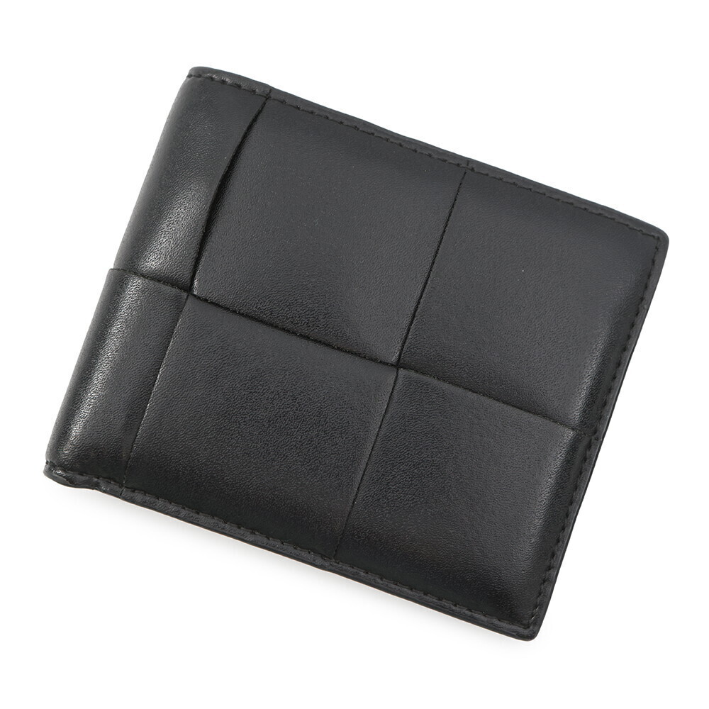 Bottega Veneta Bi fold Wallet Maxi Intrecciato Leather Black